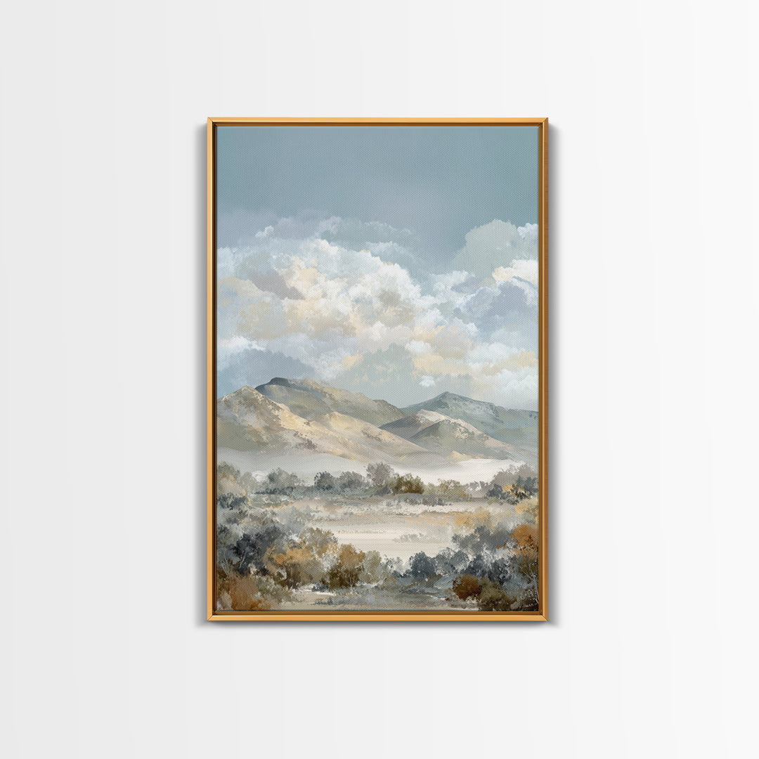 Gentle Mountain Landscape Framed Canvas Print, Dental Office Art, Office Decor, Watercolor Art, Calm, Medical Art, DOA-2x3-36