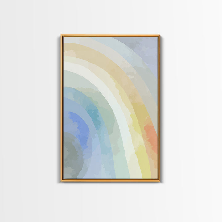 Simple Rainbow Pastel Shapes for Children Framed Canvas Print, Dental Office Art, Boho Decor, Office Decor, Abstract Art, Calm, DOA-2x3-53