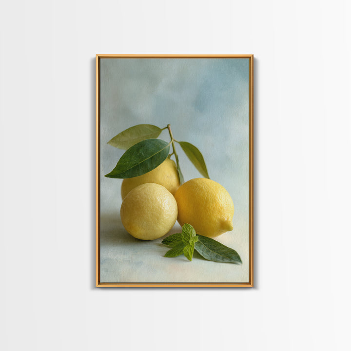 Fresh Citrus and Mint Still Life Framed Canvas Print, Dental Office Art, Dentist Art, Office Decor, Watercolor Art, Calm, DOA-2x3-63