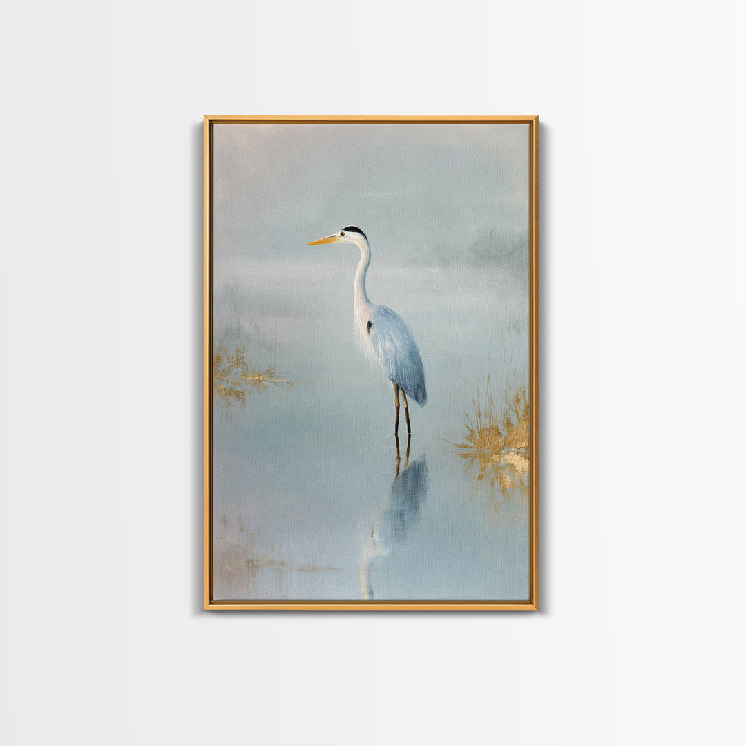 Blue Heron by Calm Marsh Water Canvas Print, Dental Office Art, Decor, Office Decor, Fine Art, Calm, Digital Artwork, DOA-2x3-7