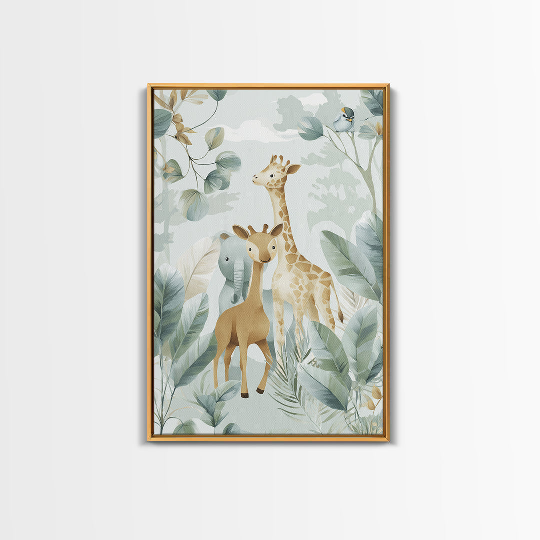 Happy Jungle Animals Canvas Print, Dental Office Art, Statement Artwork, Office Decor, Fine Art, Calm, Printable Wall Art, DOA-2x3-70