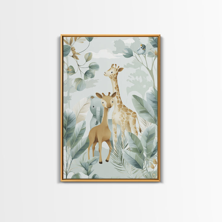 Happy Jungle Animals Canvas Print, Dental Office Art, Statement Artwork, Office Decor, Fine Art, Calm, Printable Wall Art, DOA-2x3-70