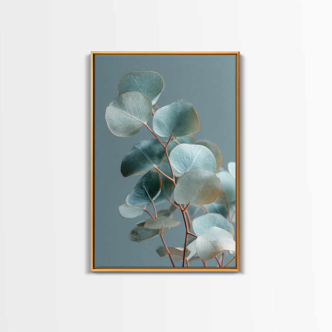 Soft Botanical Eucalyptus Print for Clean Atmosphere Framed Canvas Print, Dental Office Art, Boho Decor, Office Decor, Calm, DOA-2x3-83