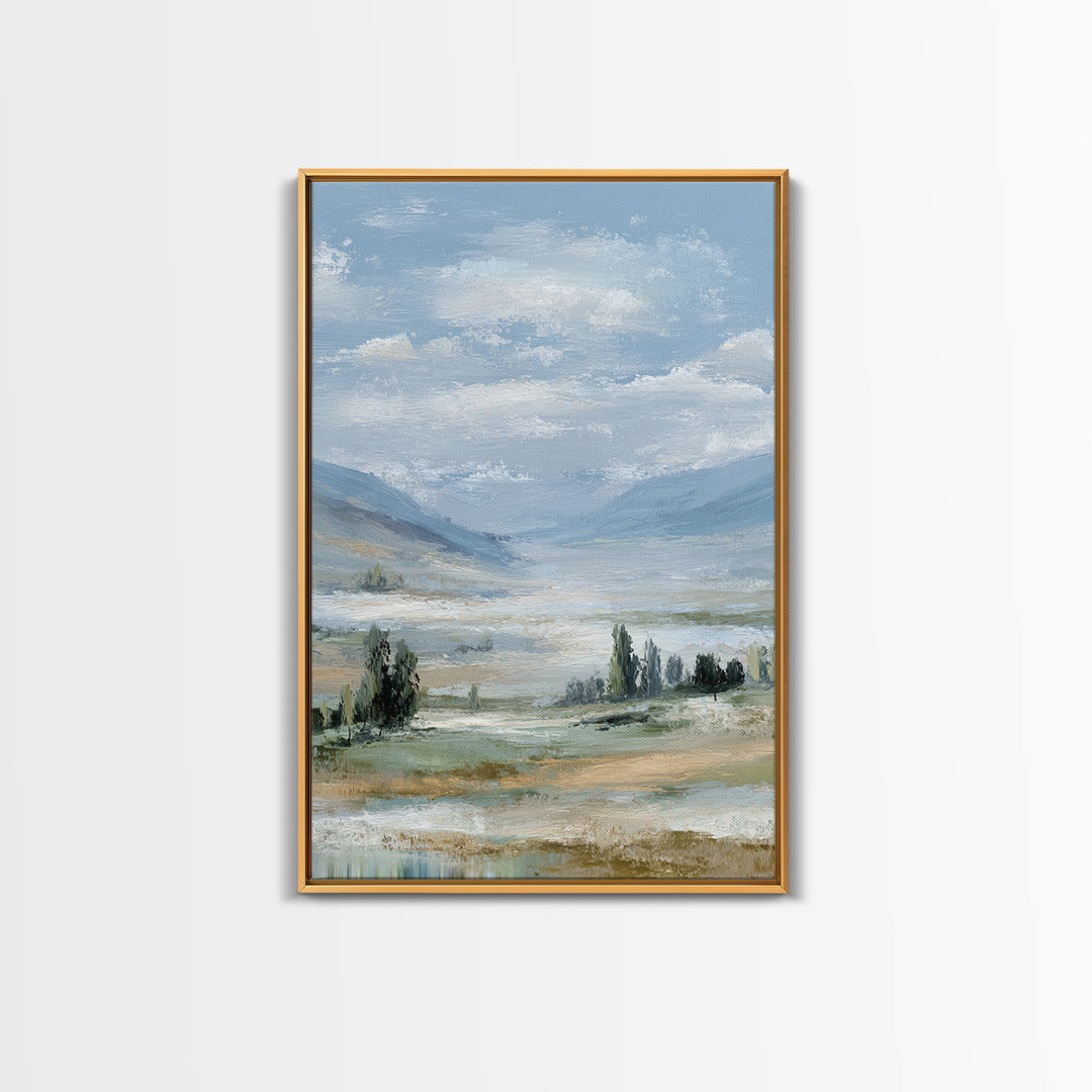 Peaceful Clouds over Open Meadow Framed Canvas Print, Dental Office Art, Wall Art, Office Decor, Calm, Dental Office Decor, DOA-2x3-89