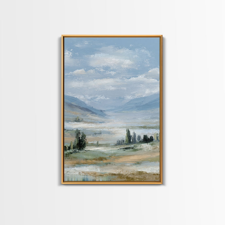 Peaceful Clouds over Open Meadow Framed Canvas Print, Dental Office Art, Wall Art, Office Decor, Calm, Dental Office Decor, DOA-2x3-89