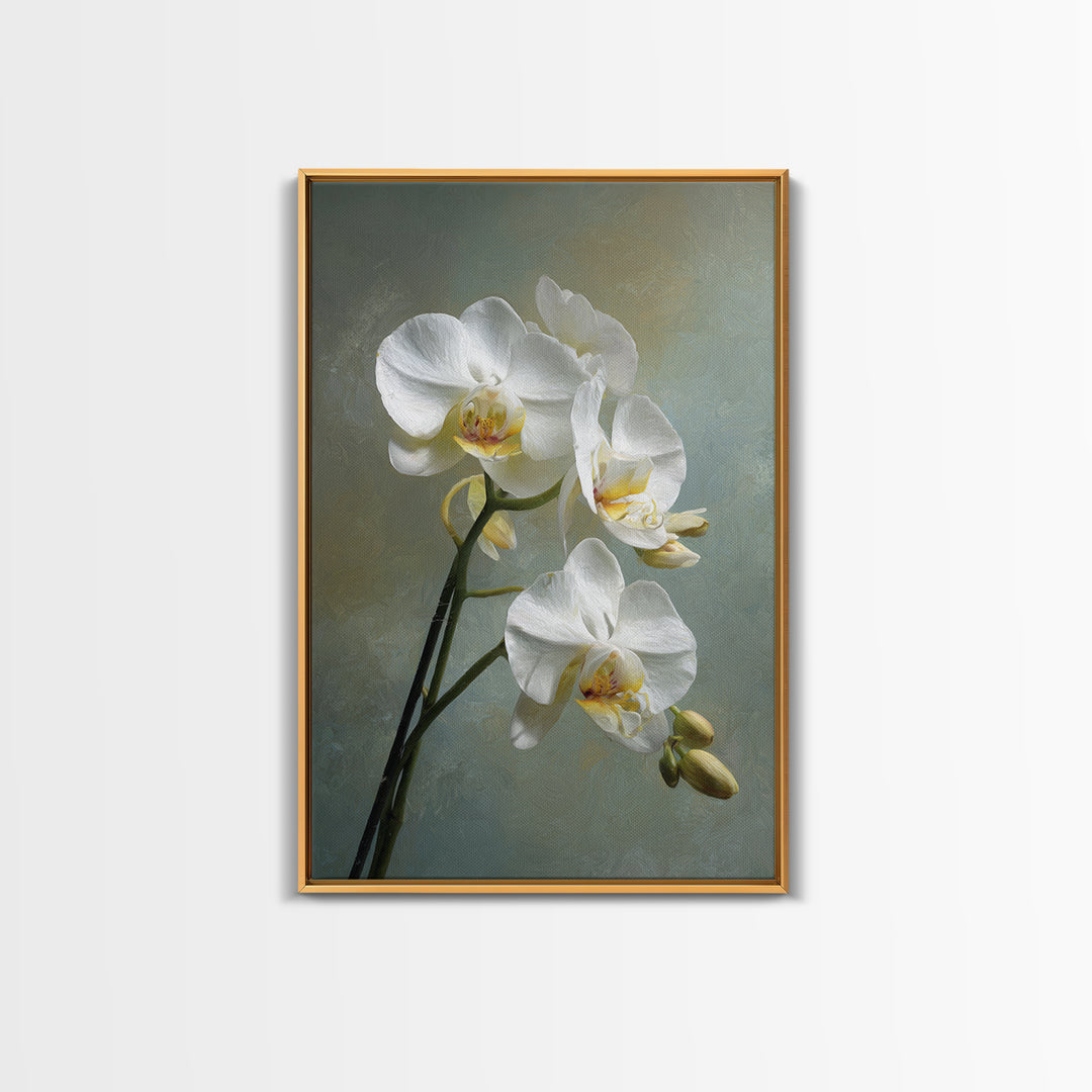 White Orchid on Stone Background Framed Canvas Print, Dental Office Art, Dental Wall Art, Office Decor, Abstract Art, Calm, DOA-2x3-92