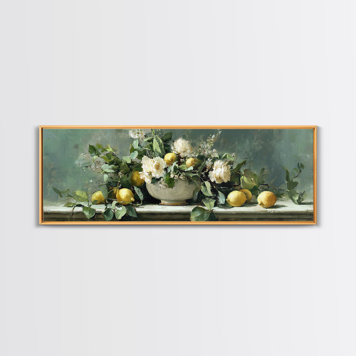 Fresh Citrus and Mint Still Life Framed Canvas Print, Dental Office Art, Medical Office Art, Office Decor, Fine Art, Calm, DOA-3x1-23