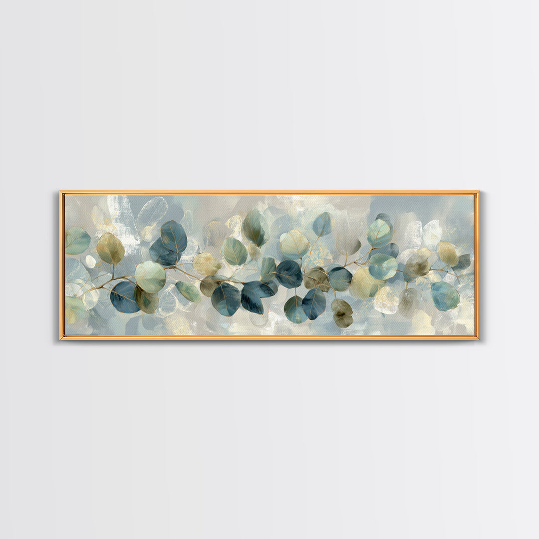 Soft Botanical Eucalyptus Print for Clean Atmosphere Framed Canvas Print, Dental Office Art, Wall Art, Office Decor, Calm, DOA-3x1-67