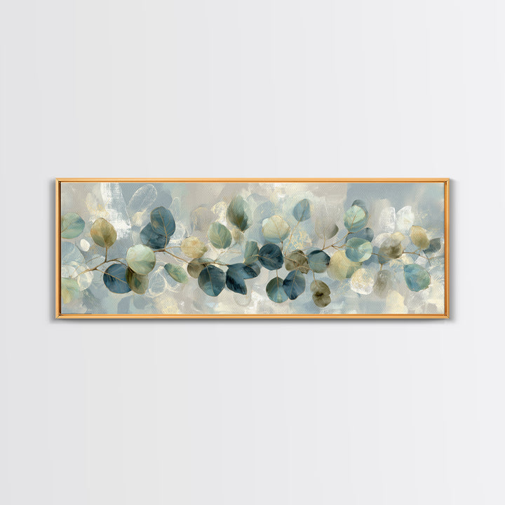 Soft Botanical Eucalyptus Print for Clean Atmosphere Framed Canvas Print, Dental Office Art, Wall Art, Office Decor, Calm, DOA-3x1-67