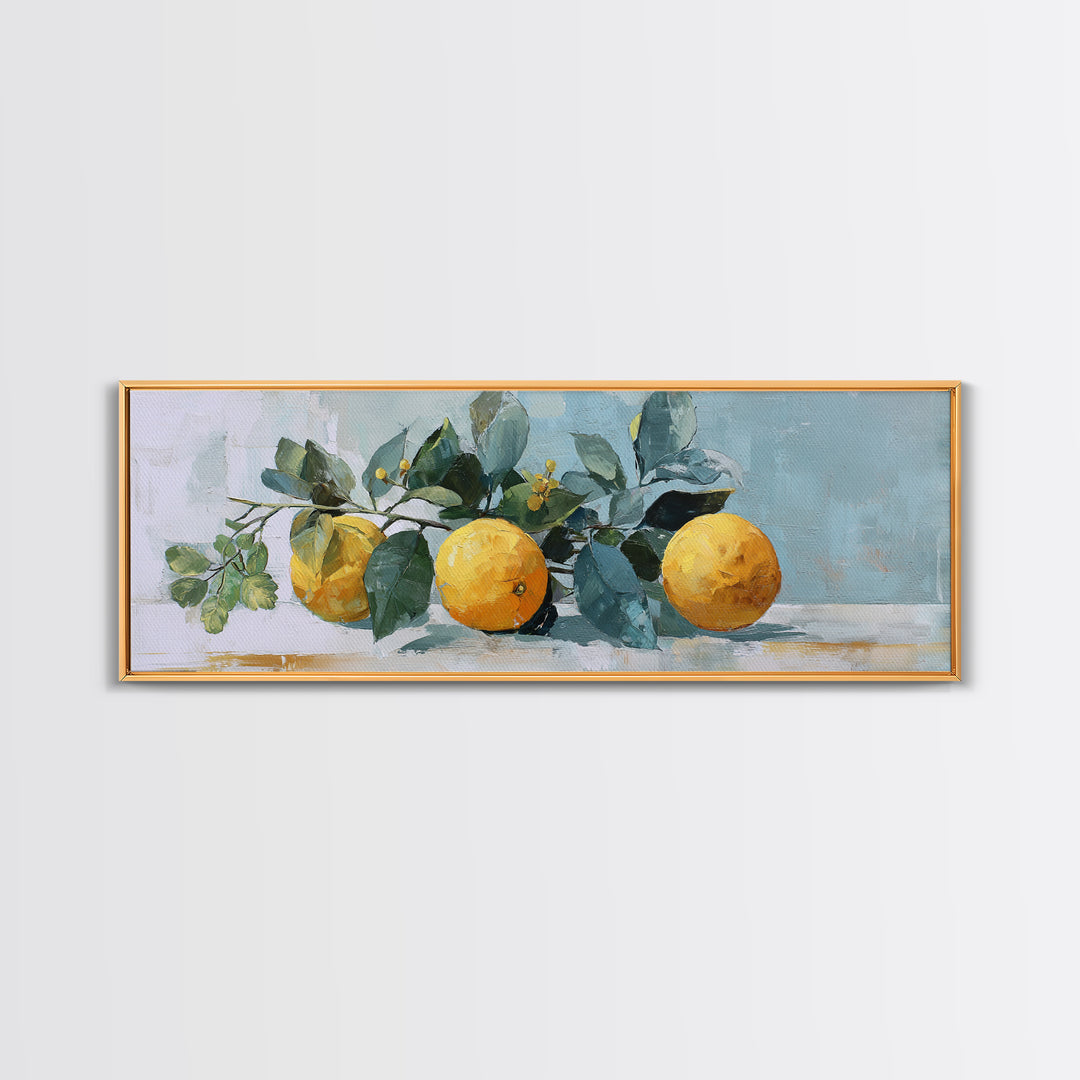 Fresh Citrus and Mint Still Life Canvas Print, Dental Office Art, Printable Digital, Office Decor, Oil Painting, Calm, DOA-3x1-95