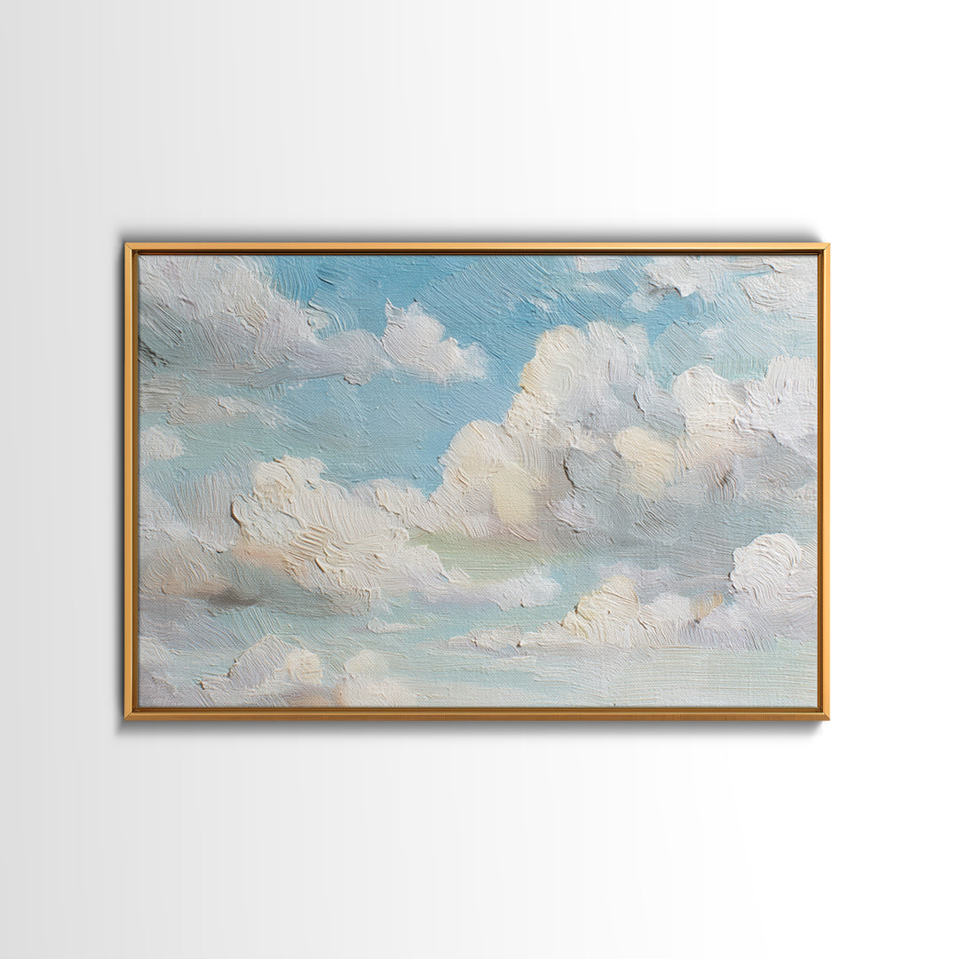 Peaceful Clouds over Open Meadow Framed Canvas Print, Dental Office Art, Wall Art, Office Decor, Calm, Dental Office Decor, DOA-3x2-13