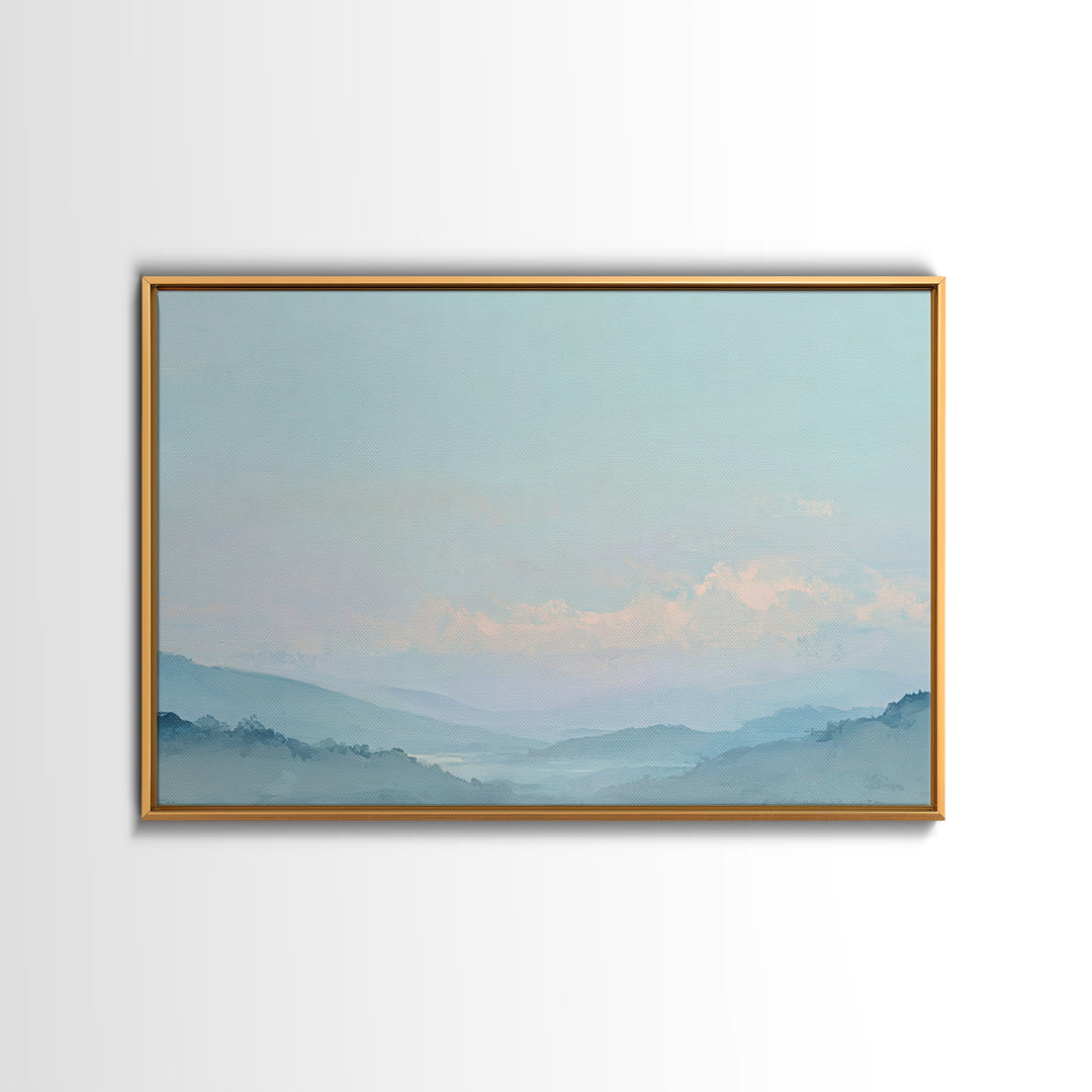 Soft Gradient Sunrise Framed Canvas Print, Dental Office Art, Textured Painting, Office Decor, Calm, Room Decor Aesthetic, DOA-3x2-24