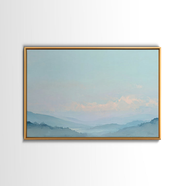 Soft Gradient Sunrise Framed Canvas Print, Dental Office Art, Textured Painting, Office Decor, Calm, Room Decor Aesthetic, DOA-3x2-24