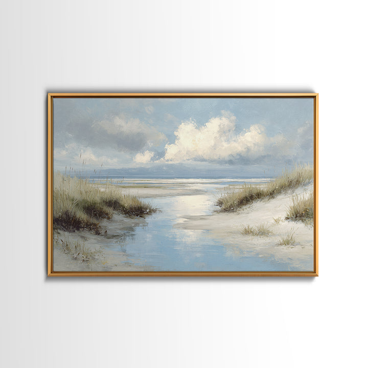 Quiet Coastal Dunes Framed Canvas Print, Dental Office Art, Office Decor, Oil Painting, Calm, Medical Art, Medical Office Decor, DOA-3x2-50