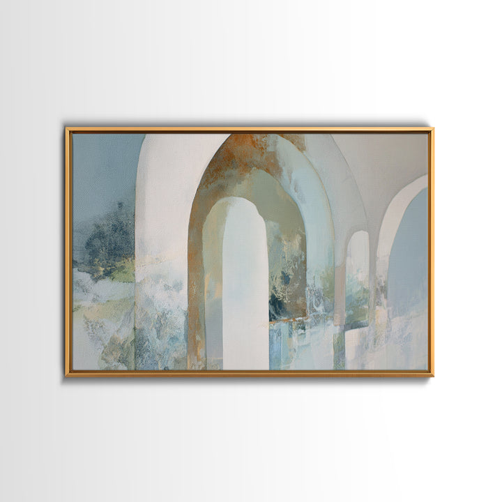 Light Scandinavian Abstract Arches Framed Canvas Print, Dental Office Art, Minimalist Wall Art, Office Decor, Fine Art, Calm, DOA-3x2-69