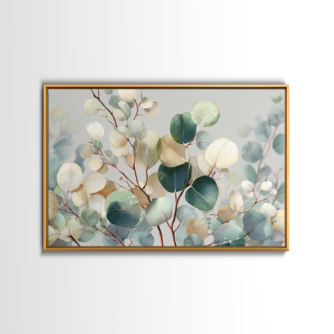 Soft Botanical Eucalyptus Print for Clean Atmosphere Framed Canvas Print, Dental Office Art, Dental Gift, Office Decor, Calm, DOA-3x2-7