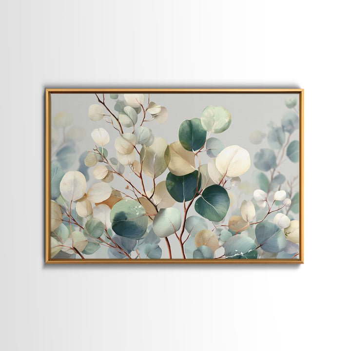 Soft Botanical Eucalyptus Print for Clean Atmosphere Framed Canvas Print, Dental Office Art, Dental Gift, Office Decor, Calm, DOA-3x2-7