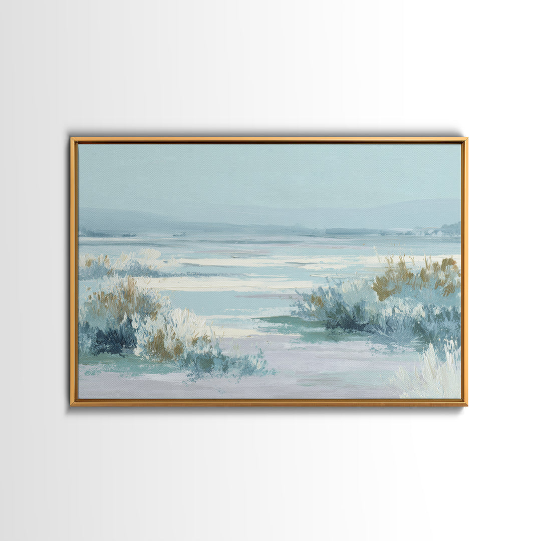 Quiet Coastal Dunes Framed Canvas Print, Dental Office Art, Office Decor, Oil Painting, Calm, Medical Art, Medical Office Decor, DOA-3x2-74