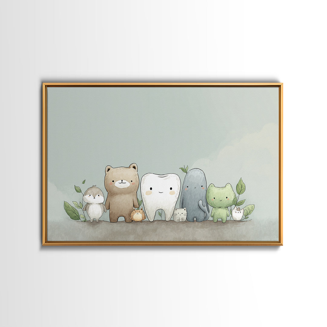 Cheerful Animal Dentist Themed Character Without Text Canvas Print, Dental Office Art, Motivational Poster, Office Decor, Calm, DOA-3x2-78