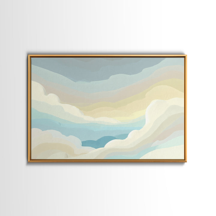 Simple Rainbow Pastel Shapes for Children Framed Canvas Print, Dental Office Art, Digital Artwork, Office Decor, Abstract Art, DOA-3x2-97