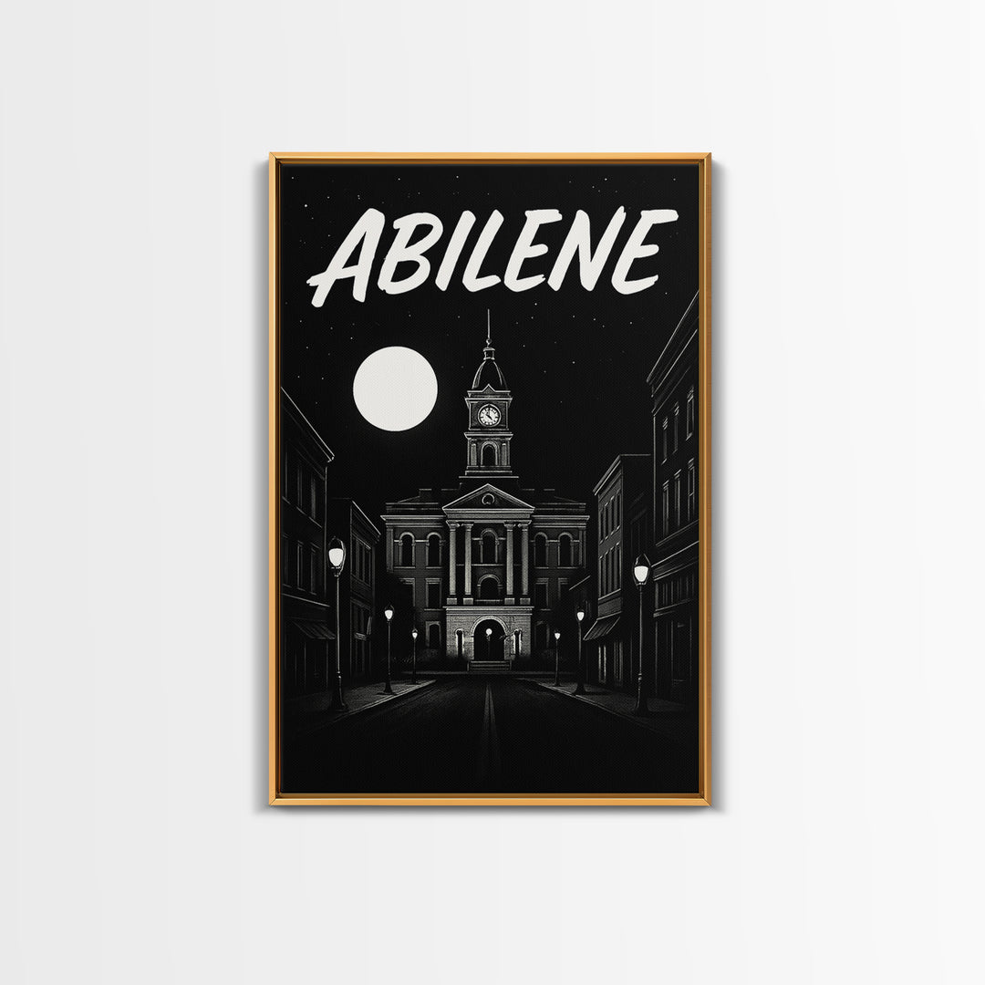 Abilene Travel Poster, Canvas Print, Black And White Travel Art, Abilene Poster Print, Home Office Decor, Retro Travel Print, Art Print