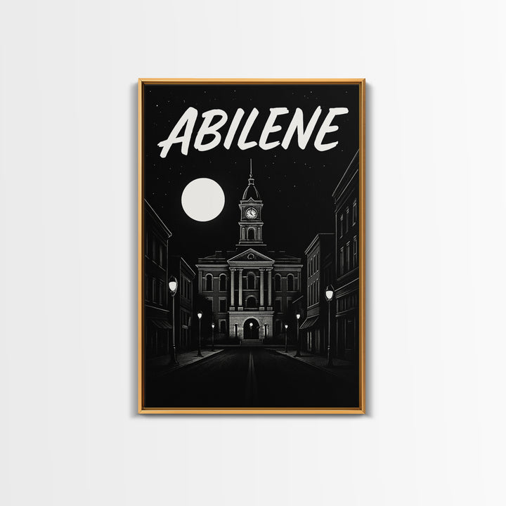 Abilene Travel Poster, Canvas Print, Black And White Travel Art, Abilene Poster Print, Home Office Decor, Retro Travel Print, Art Print