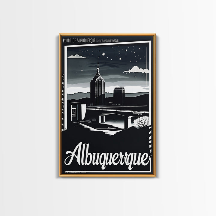 Albuquerque New Mexico Travel Poster, Canvas Print, Night Street Poster Art, Albuquerque City Art, Gift For Travelers, Home Office Decor
