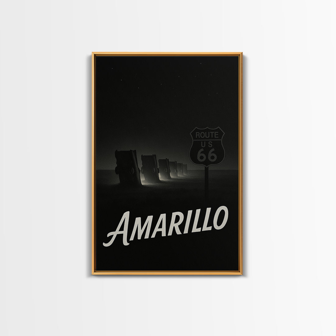 Amarillo Texas Travel Poster, Canvas Print, Night Street Poster Art, Amarillo City Art, City Art Print, Vintage City Art, Retro Travel Print
