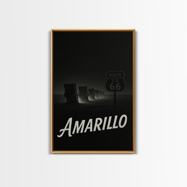 Amarillo Texas Travel Poster, Canvas Print, Night Street Poster Art, Amarillo City Art, City Art Print, Vintage City Art, Retro Travel Print