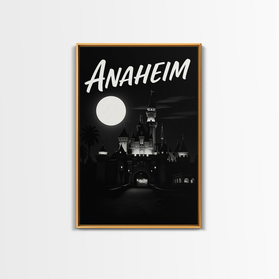 Anaheim California Travel Poster, Canvas Print, Black And White Travel Art, Anaheim Wall Art, Gift For Travelers, Retro Travel Print