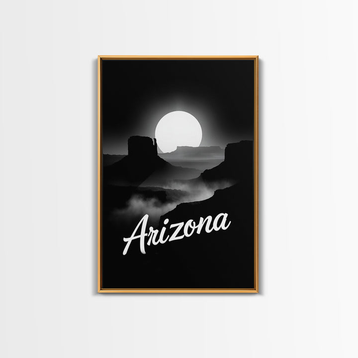 Arizona Travel Poster, Framed Canvas Print, Night Street Poster Art, Arizona City Art, Eclectic Wall Decor, Mid Century Wall Art