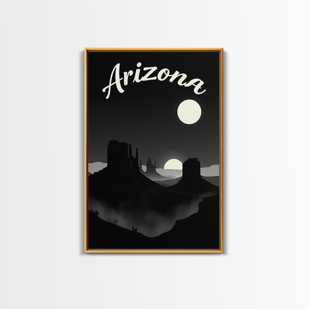 Arizona Travel Poster, Framed Canvas Print, Vintage Noir Poster Art, Arizona Wall Art, Travel Wall Art, Mid Century Wall Art, Design 5