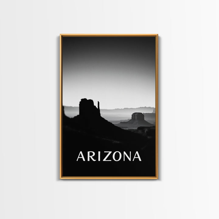 Arizona Travel Poster, Framed Canvas Print, Dark Moody City Wall Art, Arizona Travel Art, Home Office Decor, Travel Poster Art