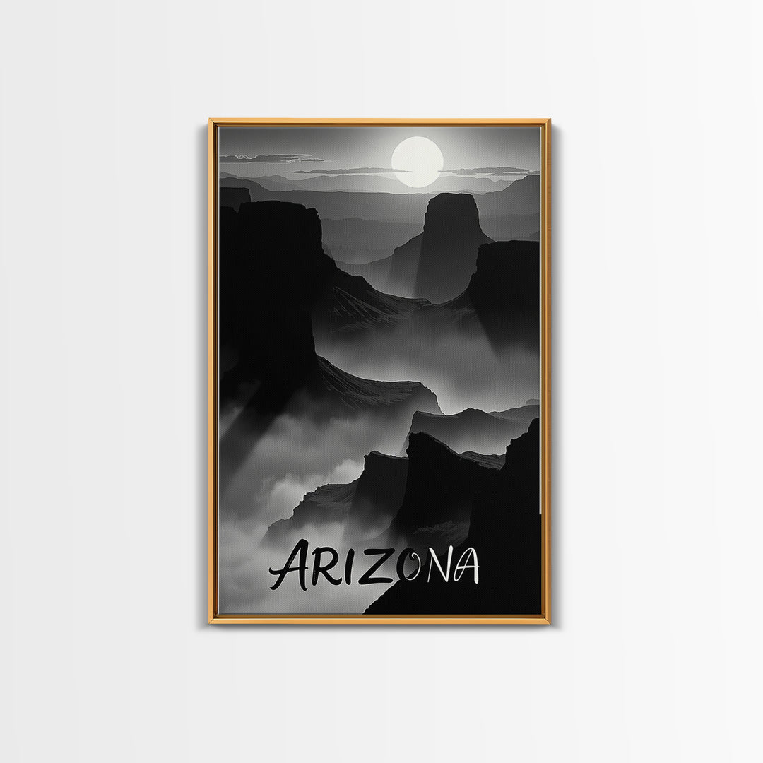 Arizona Travel Poster, Canvas Print, Black And White Travel Art, Arizona City Art, Travel Art, Watercolor Urban Skyline, Travel Print