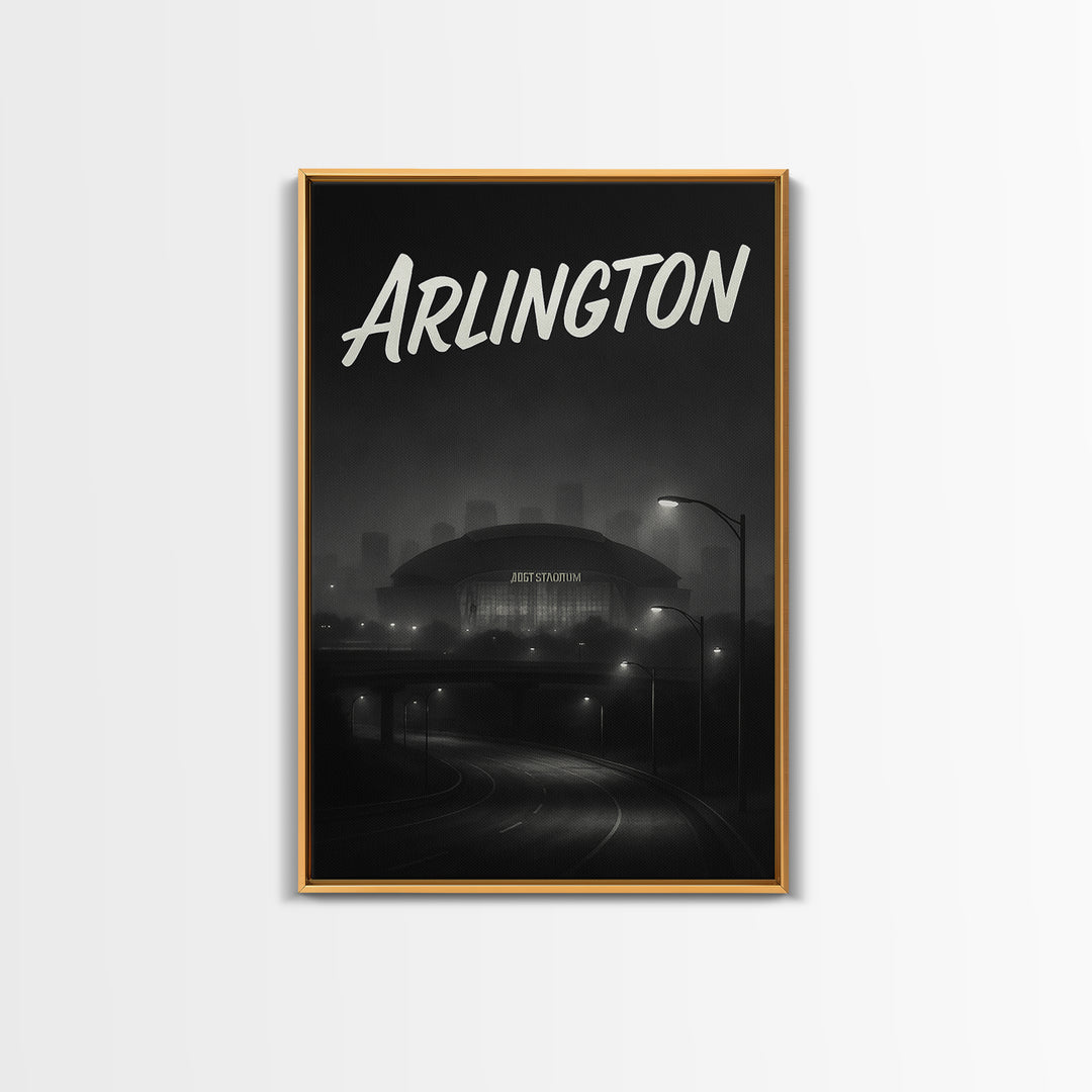 Arlington Travel Poster, Framed Canvas Print, Black And White Travel Art, Arlington Poster Print, Wanderlust Decor, Travel Poster Art