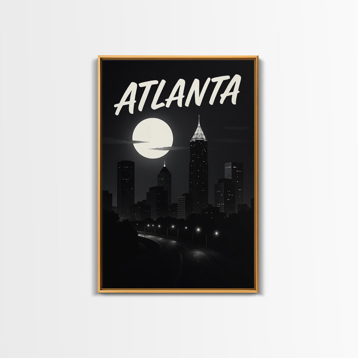 Atlanta Georgia Travel Poster, Canvas Print, Dark Moody City Wall Art, Atlanta Print, Travel Wall Art, Travel Poster Set, Office Decor
