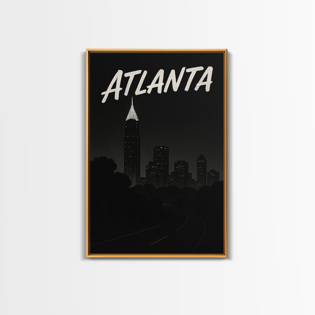 Atlanta Travel Poster, Canvas Print, Night Street Poster Art, Atlanta City Art, Travel Art Print, Travel Poster Set, Living Room Wall Art