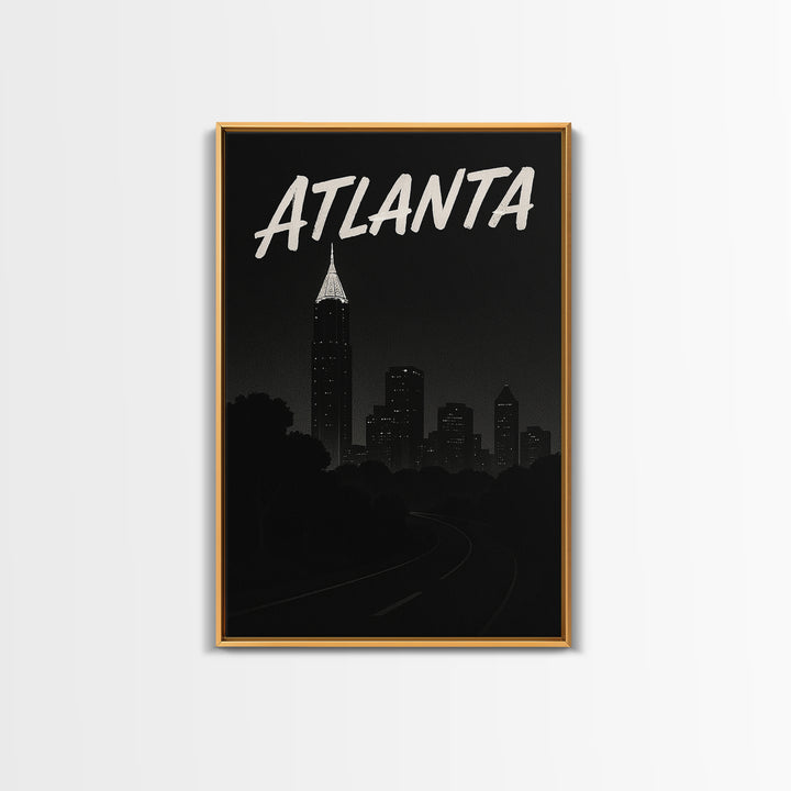 Atlanta Travel Poster, Canvas Print, Night Street Poster Art, Atlanta City Art, Travel Art Print, Travel Poster Set, Living Room Wall Art
