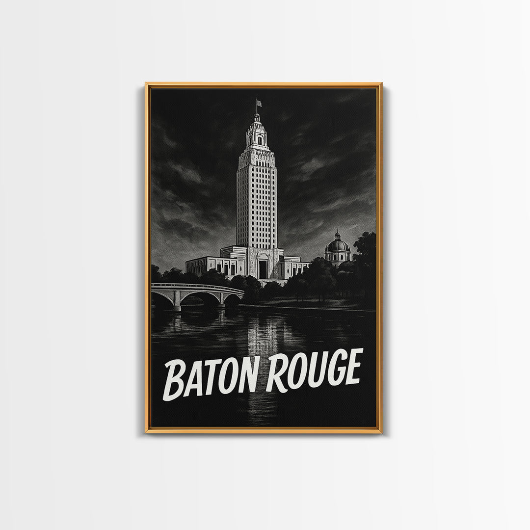 Baton Rouge Travel Poster, Canvas Print, Vintage Noir Poster Art, Baton Rouge City Art, City Art Print, Retro Travel Print, Poster Art