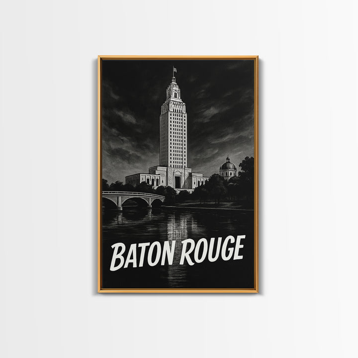 Baton Rouge Travel Poster, Canvas Print, Vintage Noir Poster Art, Baton Rouge City Art, City Art Print, Retro Travel Print, Poster Art