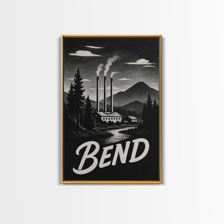 Bend Oregon Travel Poster, Canvas Print, Vintage Noir Poster Art, Bend City Art, Fine Art Print, Vintage Travel Print, Vintage City Poster