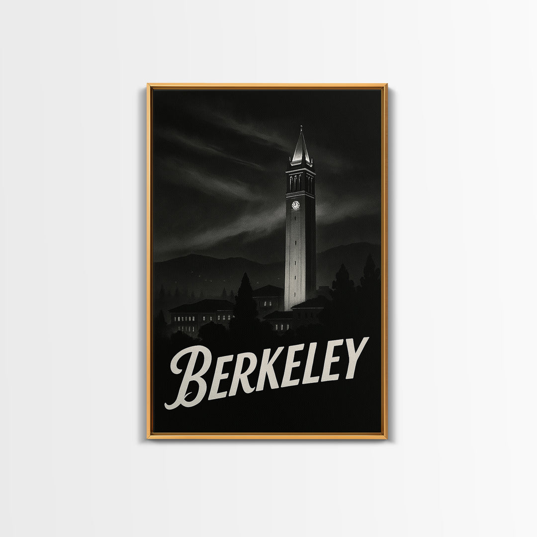 Berkeley California Travel Poster, Canvas Print, Dark Moody City Wall Art, Berkeley Wall Art, Wanderlust Decor, Travel Poster Set, Wall Art