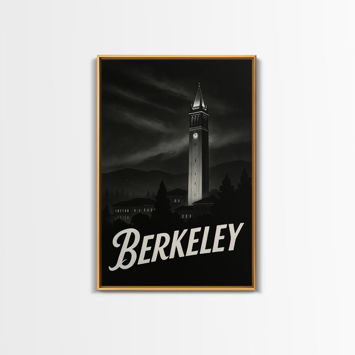 Berkeley California Travel Poster, Canvas Print, Dark Moody City Wall Art, Berkeley Wall Art, Wanderlust Decor, Travel Poster Set, Wall Art