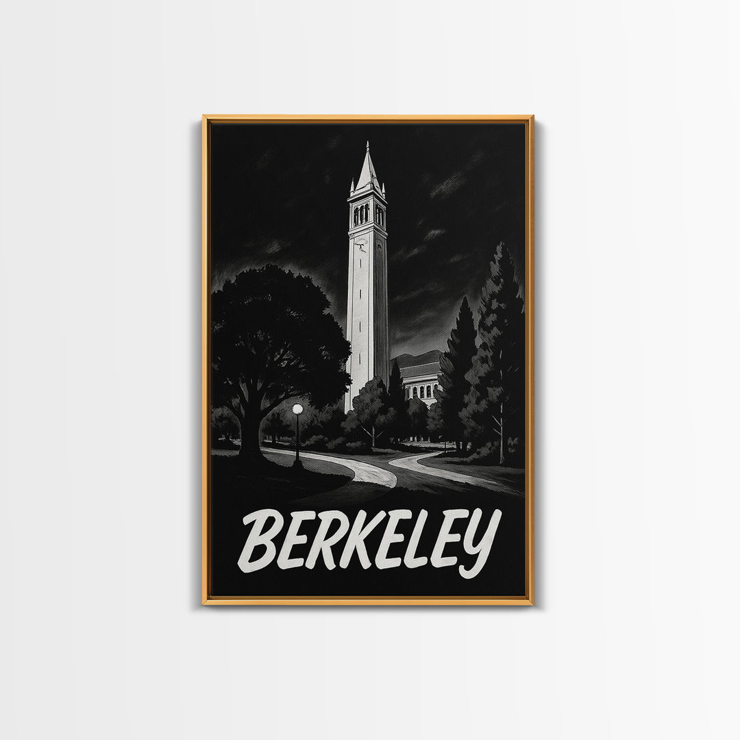 Berkeley Travel Poster, Canvas Print, Night Street Poster Art, Berkeley Wall Art, Home Office Decor, Travel Wall Decor, Gift For Travelers