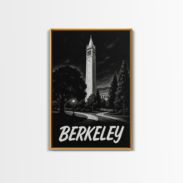 Berkeley Travel Poster, Canvas Print, Night Street Poster Art, Berkeley Wall Art, Home Office Decor, Travel Wall Decor, Gift For Travelers
