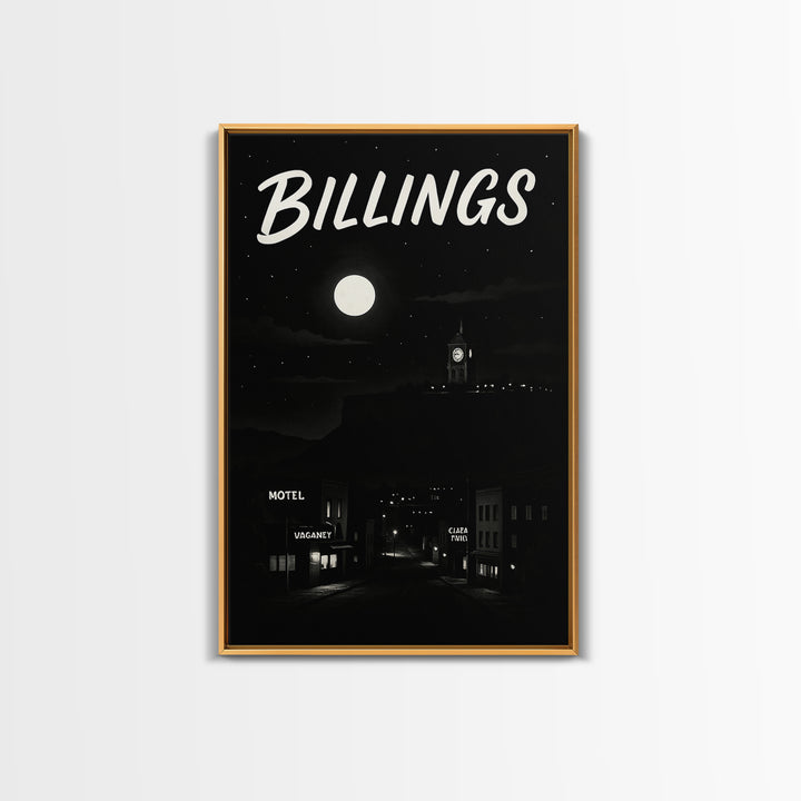 Billigns Travel Poster, Framed Canvas Print, Night Street Poster Art, Billigns Travel Art, City Travel Prints, Living Room Wall Art
