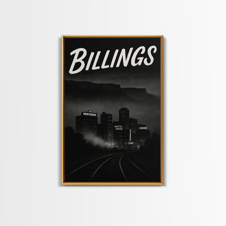 Billings Travel Poster, Canvas Print, Vintage Noir Poster Art, Billings Poster Print, Travel Wall Art, Mid Century Wall Art, Art Print