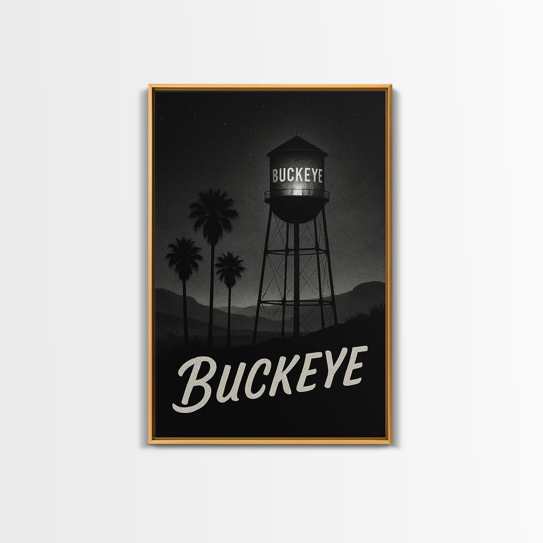 Buckeye Arizona Travel Poster, Framed Canvas Print, Black And White Travel Art, Buckeye Art Print, Travel Wall Decor, Home Office Decor