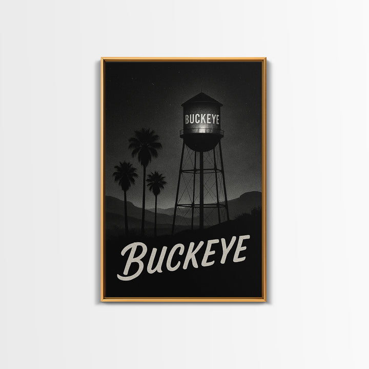 Buckeye Arizona Travel Poster, Framed Canvas Print, Black And White Travel Art, Buckeye Art Print, Travel Wall Decor, Home Office Decor