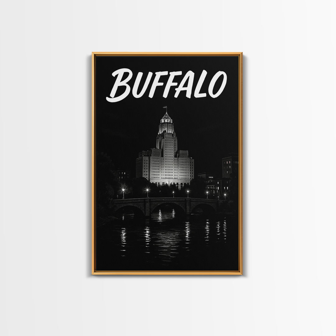 Buffalo Travel Poster, Canvas Print, Black And White Travel Art, Buffalo Poster Print, Travel Poster Art, Travel Poster Set, Travel Print